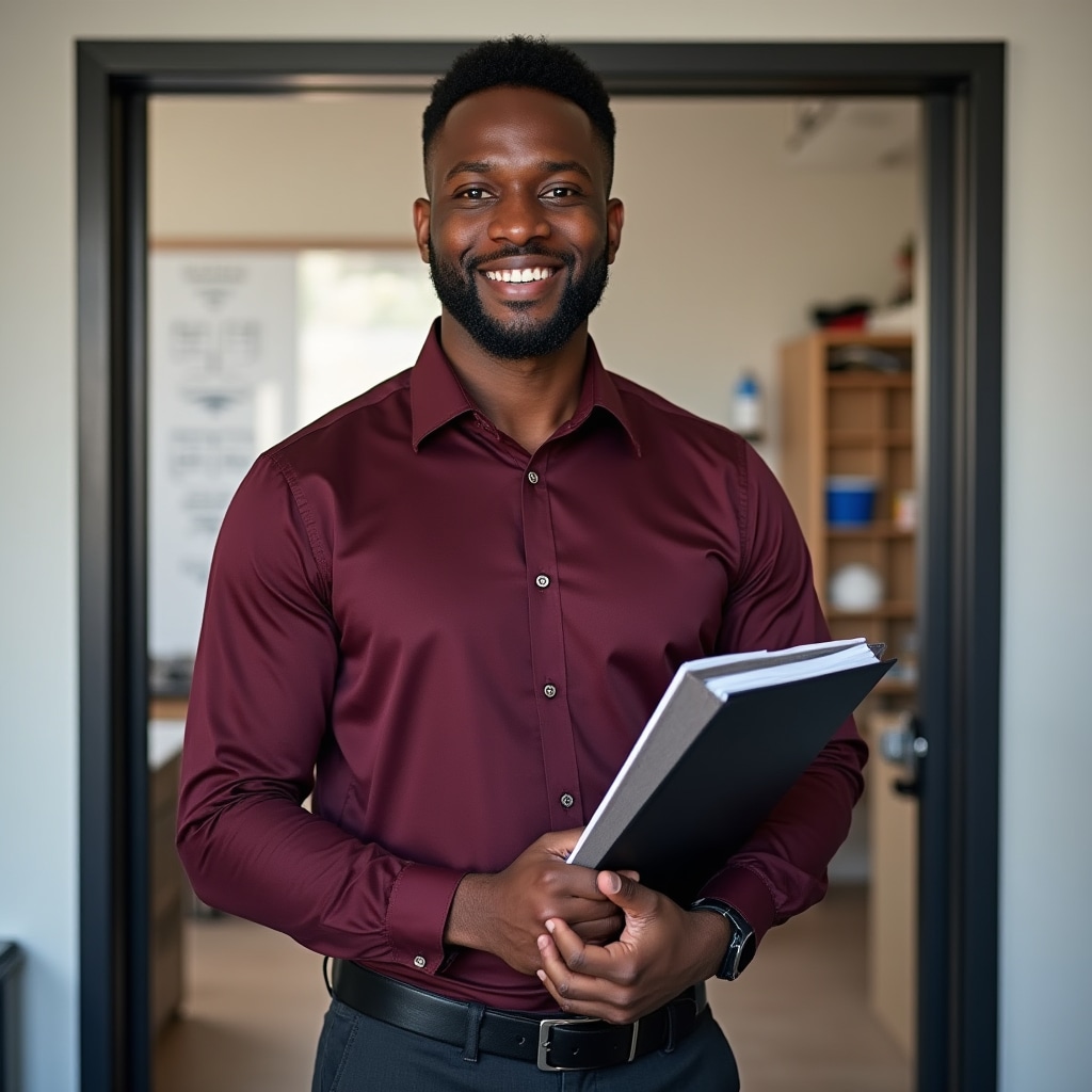 Training coordinator reviewing cleaning protocols